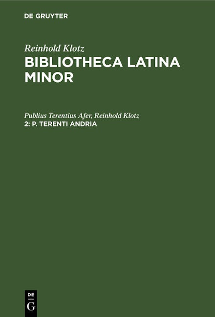 Book cover image for P. Terenti Andria ISBN: 9783112676035